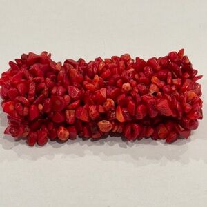 Bold Red Coral Chip Stretch Cuff Bracelet | Natural Gemstone - Pre-owned